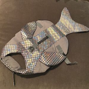 Kouser Dog Life Jacket Life Vest Flotation Device Silver Whale Design Size XXL
